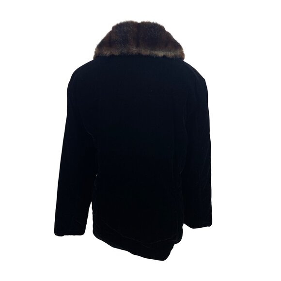 Jones New York Black Velvet Jacket W/ Collar & Gold Zippered Pockets - Picture 3 of 9